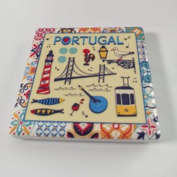 Refrigerator Magnet Tile in Relief 5x5cm Icons of Portugal | imanías.pt