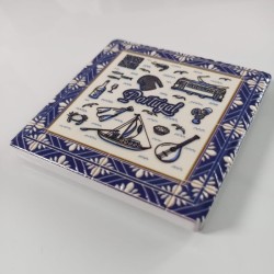 Fridge Magnet Tile Portugal Blue Icons in Relief | imanías.pt