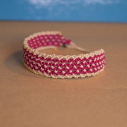 Pulseira Macramé Larga Dourada - Artesanal Padrão Teia
