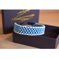 Pulseira Macramé Larga Dourada - Artesanal Padrão Teia