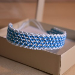 Pulseira Macramé Larga Dourada - Artesanal Padrão Teia