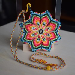 Sun Flower Mandala Macrame Necklace