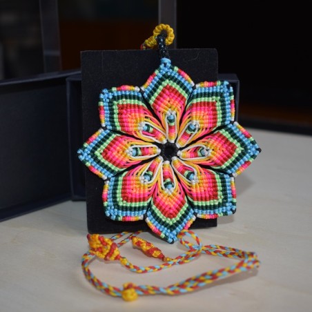 Mandala Sunflower Necklace | Vibrant Neon Macrame
