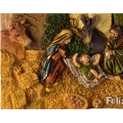 Íman de Frigorífico Presépio Esculpido à Mão - Feliz Natal - imanias.pt