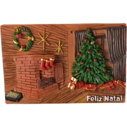 Handmade Christmas Fireplace Magnet | Gift Tree and Stockings