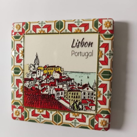 Ceramic Tile Magnet Lisbon - Views and Red Roofs