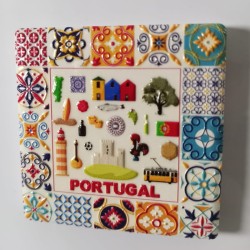 Ceramic Tile Magnet with Symbols of Portugal - My Travel Album