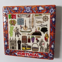 Ceramic Tile Magnet with National Symbols, Large Mosaic, Portugal