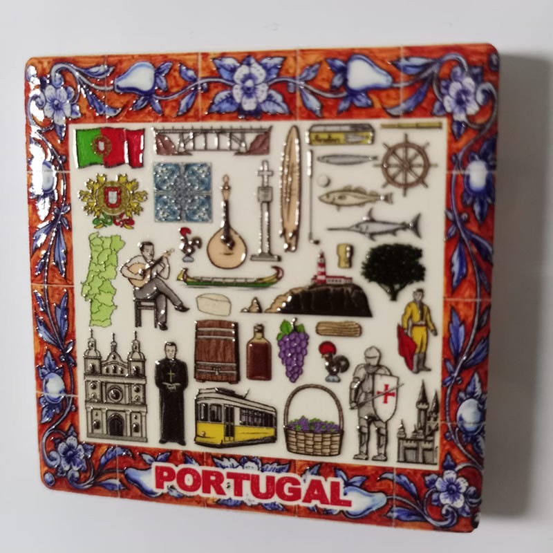 Íman Azulejo Cerâmico Símbolos Nacionais - Grande Mosaico Portugal