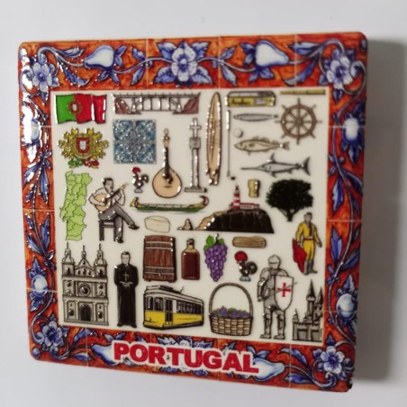 Íman Azulejo Cerâmico Símbolos Nacionais - Grande Mosaico Portugal