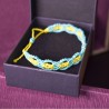 Pulseira Macramé Artesanal - Azul Turquesa e Amarelo | Imanias®