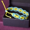 Pulseira Macramé Artesanal - Azul Turquesa e Amarelo | Imanias®
