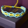 Pulseira Macramé Artesanal - Azul Turquesa e Amarelo | Imanias®