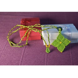 Colar Macramé Trevo de 4 Folhas / Flor Verde - Artesanal | Imanias®