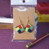Colorful Square Macrame Earrings (Red, Blue, Green) - Handmade | Imanias®