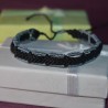 Double Pattern Macrame Bracelet - Black and Charcoal Gray (Imanias®)