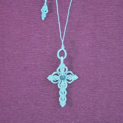 Colar Macramé Crucifixo Artesanal - Presente Religioso