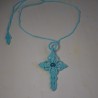 Colar Macramé Crucifixo Artesanal - Presente Religioso
